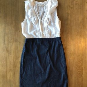Ann Taylor LOFT size 4 white & denim Dress